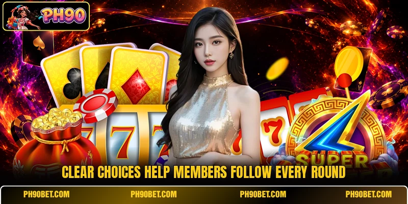 Clear choices help members follow every round Clear choices help members follow every round