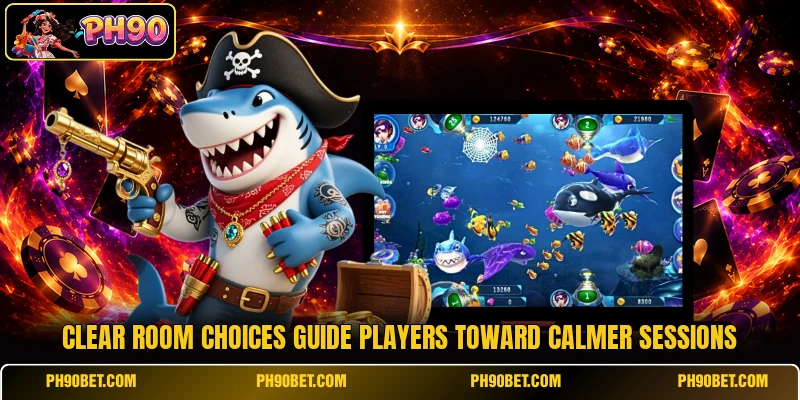 Clear room choices guide players toward calmer sessions Clear room choices guide players toward calmer sessions
