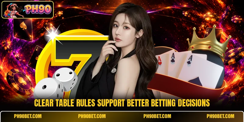 Clear table rules support better betting decisions Clear table rules support better betting decisions
