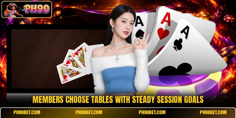 Members choose tables with steady session goals Members choose tables with steady session goals