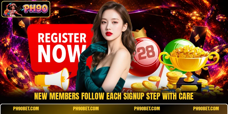 New members follow each signup step with care