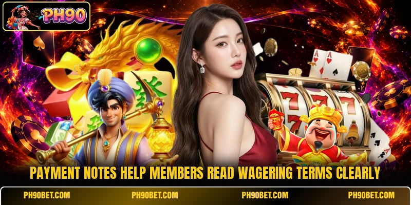 Payment notes help members read wagering terms clearly Payment notes help members read wagering terms clearly