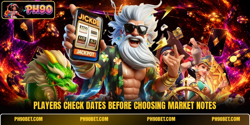 Players check dates before choosing market notes