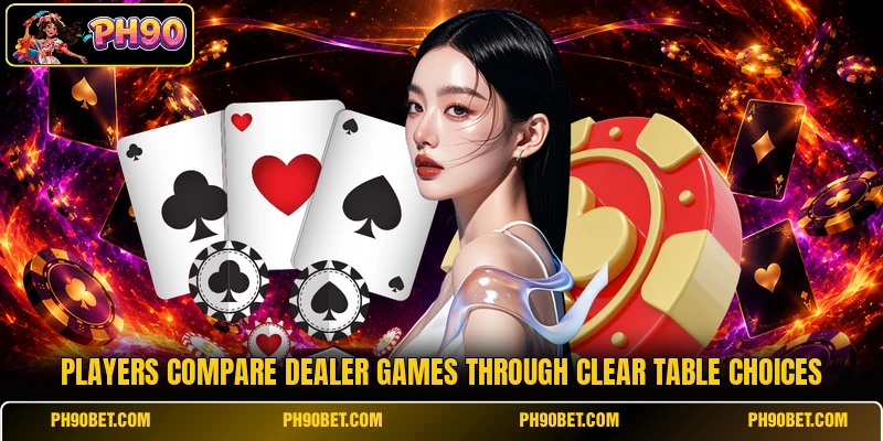 Players compare dealer games through clear table choices Players compare dealer games through clear table choices