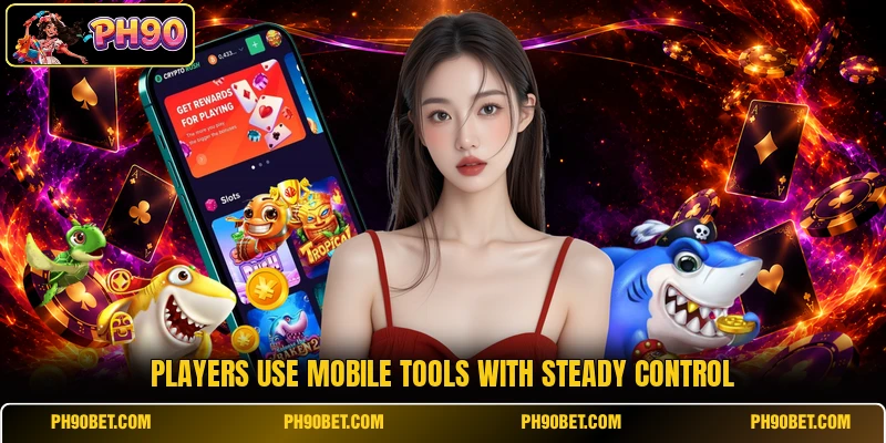 Players use mobile tools with steady control Players use mobile tools with steady control