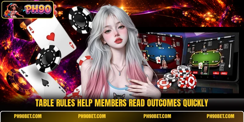 Table rules help members read outcomes quickly Table rules help members read outcomes quickly